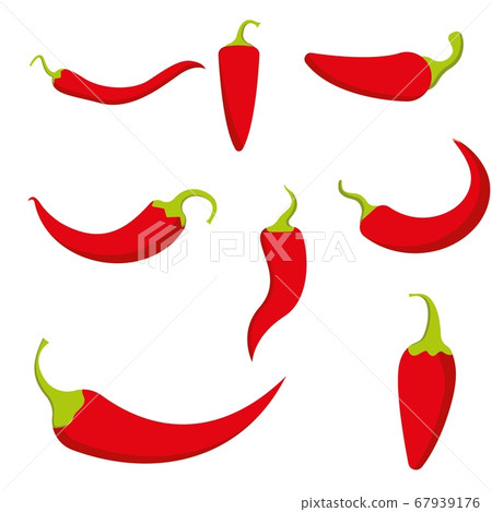 Chili pepper isolated on white. Hot red chile peppers set. 67939176