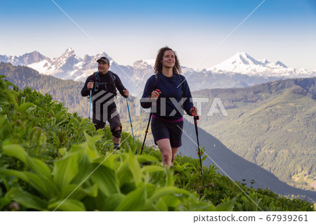 Hiking in Canadian Mountain Landscape Hiking in Canadian Mountain Landscape 67939261