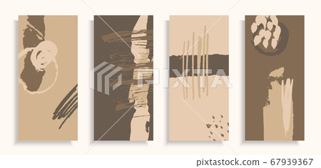 Pastel vertical booklets. Set of abstract vector backgrounds. Hand-drawn spots and waves. Handmade ink illustration. Vector texture for design. Jagged grunge lines. 67939367