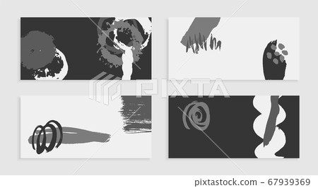 Black and white business cards. Set of abstract vector backgrounds. Hand-drawn spots and waves. Handmade ink illustration. Vector texture for design. Jagged grunge lines. Black and white business cards. Set of abstract vector backgrounds. Hand-drawn spots and waves. Handmade ink illustration. Vector texture for design. Jagged grunge lines. 67939369