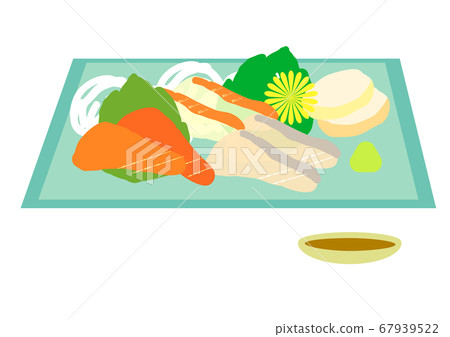 簡單而優雅的日本生魚片拼盤的插圖 67939522