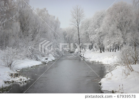 Wonderful Winter Landscape. The Shore Of The River Wonderful Winter Landscape. The Shore Of The River 67939578