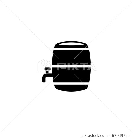 Wooden barrel with a tap flat icon 67939763