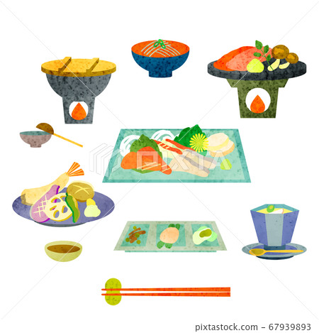 Illustration of elegant Japanese cuisine in a watercolor style Illustration of elegant Japanese cuisine in a watercolor style 67939893
