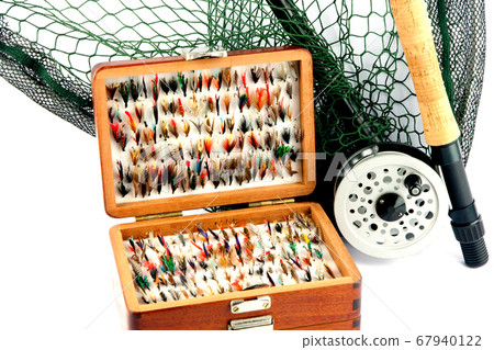 Fly Fishing Outfit on White Background 67940122