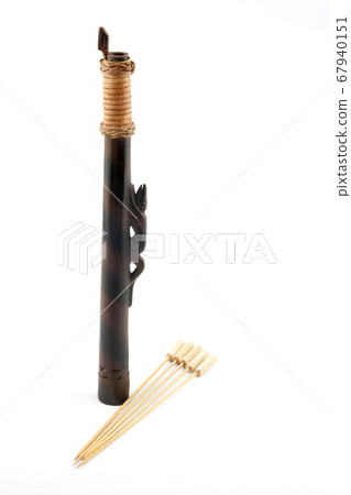 Borneo Dyak Short Blowpipe and Bamboo Darts Borneo Dyak Short Blowpipe and Bamboo Darts 67940151