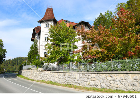 Beautiful scenic road along Lake Bohinj in Beautiful scenic road along Lake Bohinj in 67940601