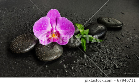 Spa concept with zen stones, orchid flower and Spa concept with zen stones, orchid flower and 67940711