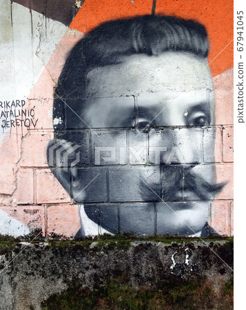 Murals, street-art, on the wall of Opatija, Croatia 67941045