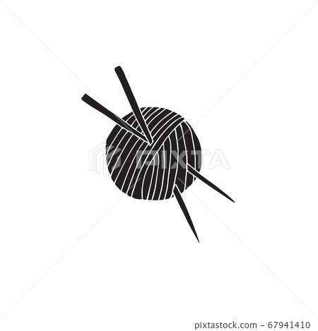 Vector black knitting threads and needle - Stock Illustration [67941410 ...