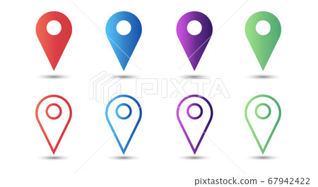 Set of colored vector map pin location icons 67942422