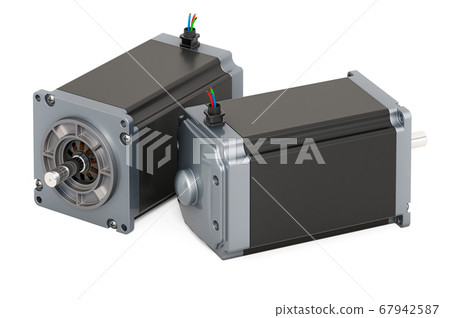 Stepper motors closeup, 3D rendering 67942587