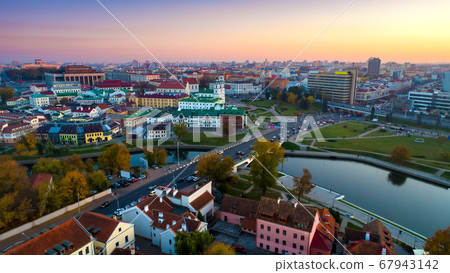 Aerial view of Nemiga, Minsk. Belarus 67943142