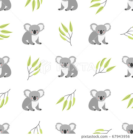 Seamless pattern with cute koala bears. 67943956
