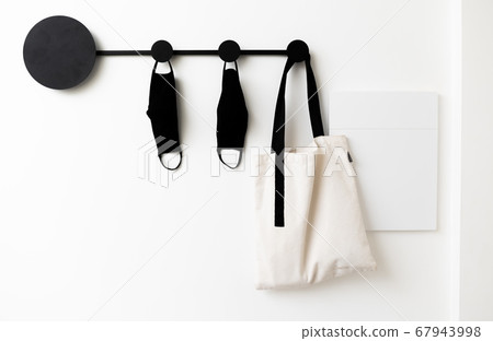 a set for entering the store during the quarantine period, medical masks and a bag 67943998