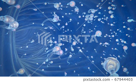 3d render of sperm that aspire to the ovary to fertilize it 67944403