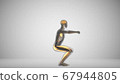 3d render of a man doing squats with backlighting muscles 67944805
