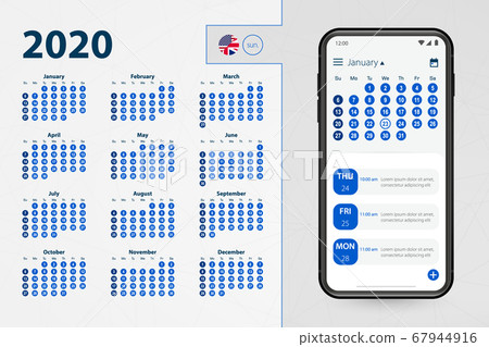 Calendar application for Smartphone. Vector Calendar application for Smartphone. Vector 67944916