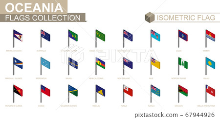 Isometric flag collection, countries of Oceania 67944926
