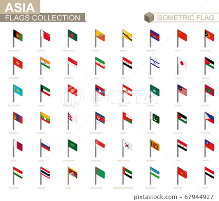 Isometric flag collection, countries of Asia. 67944927