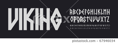 Scandinavian font, Nordic runes style Letters. Viking ethnic typescript. Thin, regular and bold font set, vector modern typography design 67946034