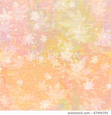 Japanese paper style background with autumn leaves and warm color gradation 67946395