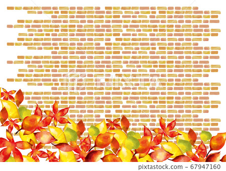 秋天的磚和落葉框架 67947160