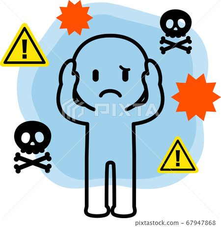 Anxious person surrounded by threats Anxious person surrounded by threats 67947868