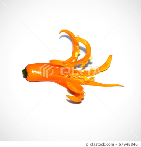 Yellow hot chili pepper cut isolated on the white 67948846