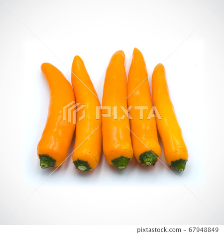 Yellow hot chili pepper isolated on the white 67948849