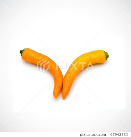 Yellow hot chili pepper isolated on the white 67948883