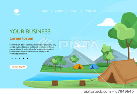 Camping Adventure Lake Nature Landscape Cartoon Camping Adventure Lake Nature Landscape Cartoon 67949640