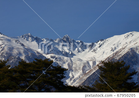 Central snowy Alps Hokendake, Komagane Kogen, Nagano Prefecture 67950205