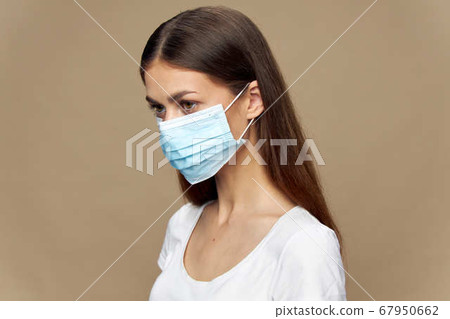 Model fashion clothes in a protective mask health  67950662