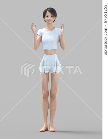 Room wear woman perming3DCG illustration material Room wear woman perming3DCG illustration material 67951258
