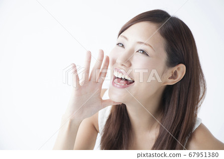 A woman shouting A woman shouting 67951380