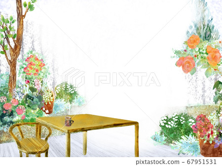 Landscape illustration of natural life relaxing in the rose garden 67951531