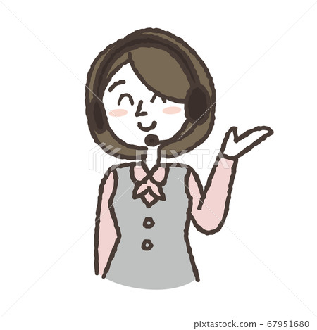 Guidance woman guiding to the left hand 67951680