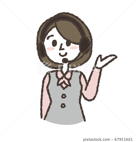 Guidance woman guiding to the left hand 67951681