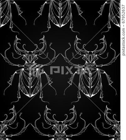 Seamless pattern with beetles deer with tribal patterns. Vector background 67952637