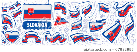 Vector set of the national flag of Slovakia in various creative designs 67952995