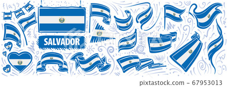 Vector set of the national flag of Salvador in various creative designs Vector set of the national flag of Salvador in various creative designs 67953013