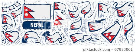 Vector set of the national flag of Nepal in various creative designs Vector set of the national flag of Nepal in various creative designs 67953061