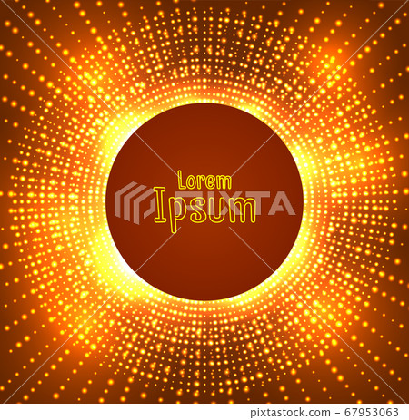 Holiday gold illustration with bright sparkles, round frame Holiday gold illustration with bright sparkles, round frame 67953063