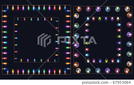 Set of square frames of different colored garlands and lights. Vector element Set of square frames of different colored garlands and lights. Vector element 67953064