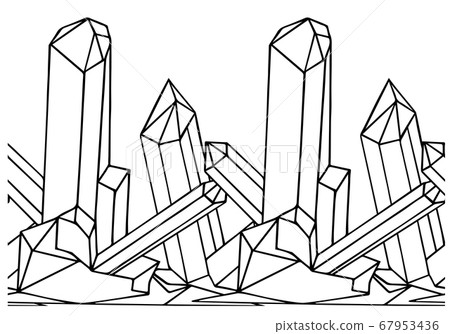 Seamless border with cartoon black and white crystals. Vector element 67953436