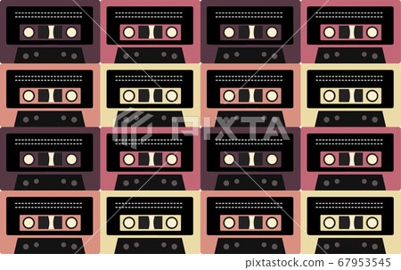 Seamless retro texture of old cassettes. Vector 67953545