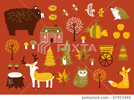 秋天的插圖集秋天的圖案紡織 67953948
