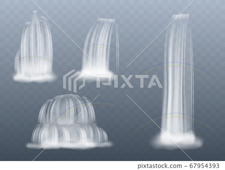 Isolated waterfall streams on transparent background, white realistic water splash set with different shapes Isolated waterfall streams on transparent background, white realistic water splash set with different shapes 67954393