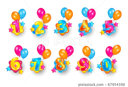 Childish colorful bubble numbers set design Childish colorful bubble numbers set design 67954398